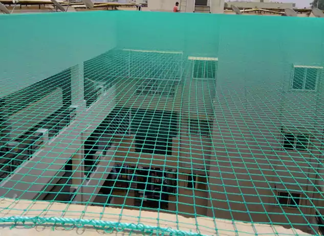 Large open area covered by safety netting
