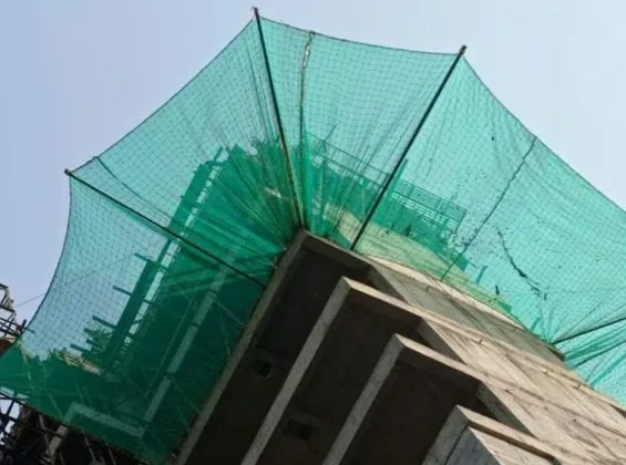 Construction safety netting on an active building site