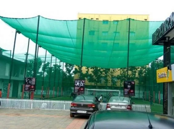 Car parking area protected with overhead netting