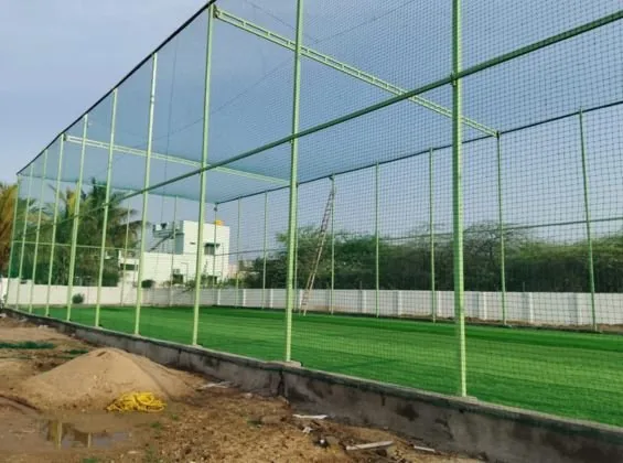 Multi-sport ball-stop net surrounding a practice area