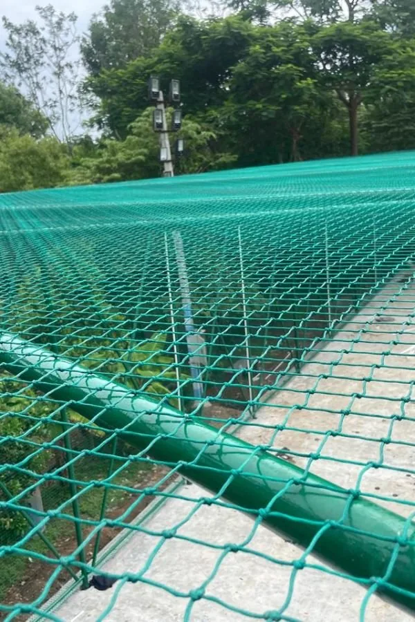 Close view of a completed net installation